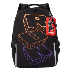 RB-551-1 Рюкзак школьный (/2 черный - оранжевый)