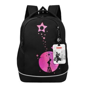 RG-663-1 Рюкзак школьный с картхолдером на держателе (/2 черный - жимолость)