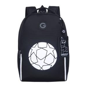 RB-651-11 Рюкзак школьный с картхолдером на держателе (/2 черный - серый)