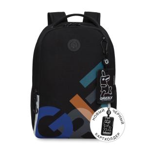 RB-651-9 Рюкзак школьный с картхолдером на держателе (/2 черный - цветной)