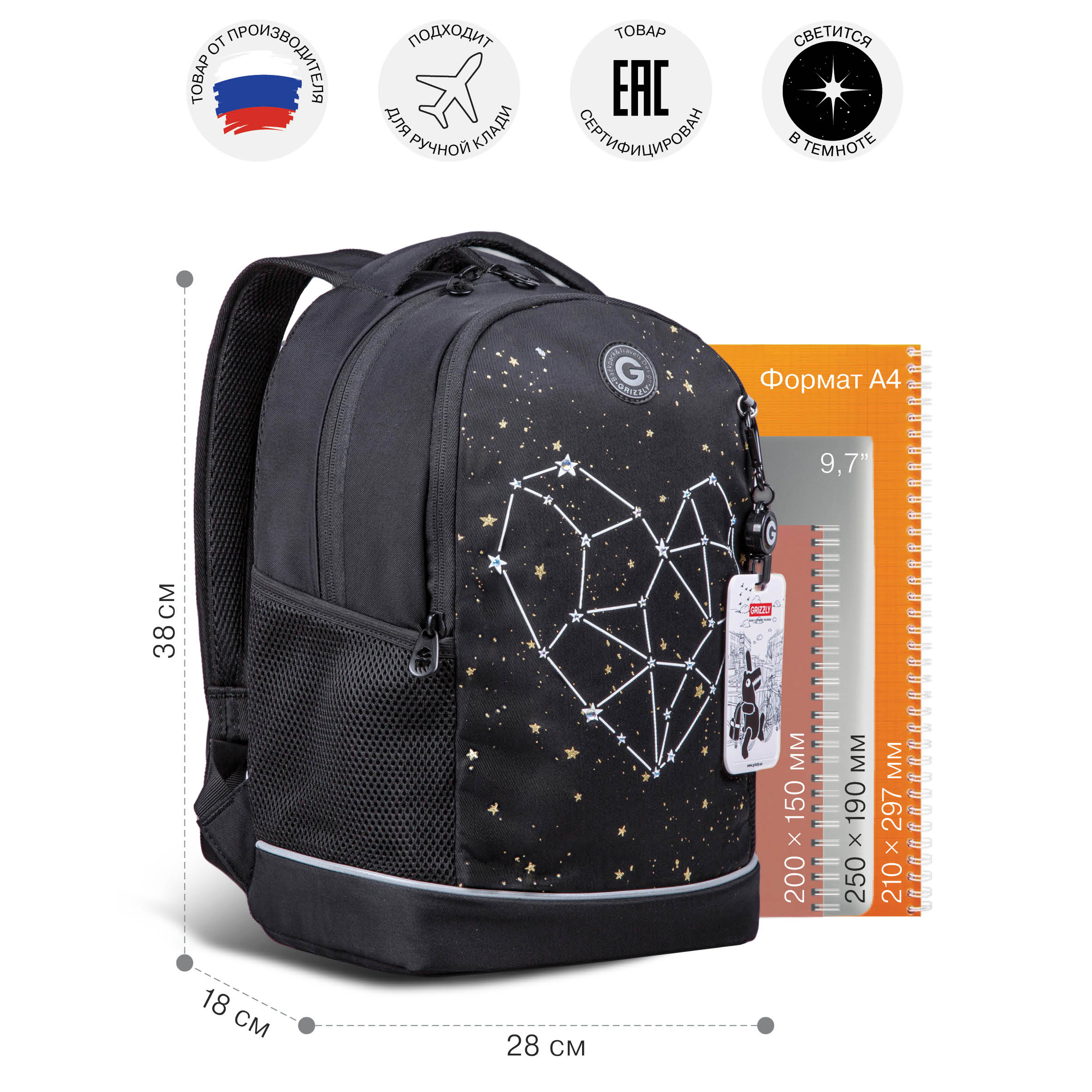 RG-663-6 Рюкзак школьный с картхолдером на держателе