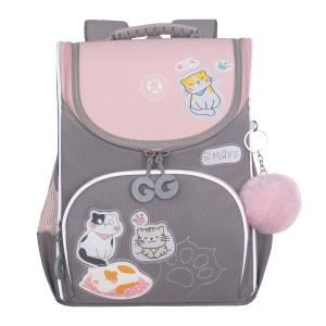 RAm-684-11 Рюкзак школьный с обвесом и мешком для обуви (/2 серый - розовый)