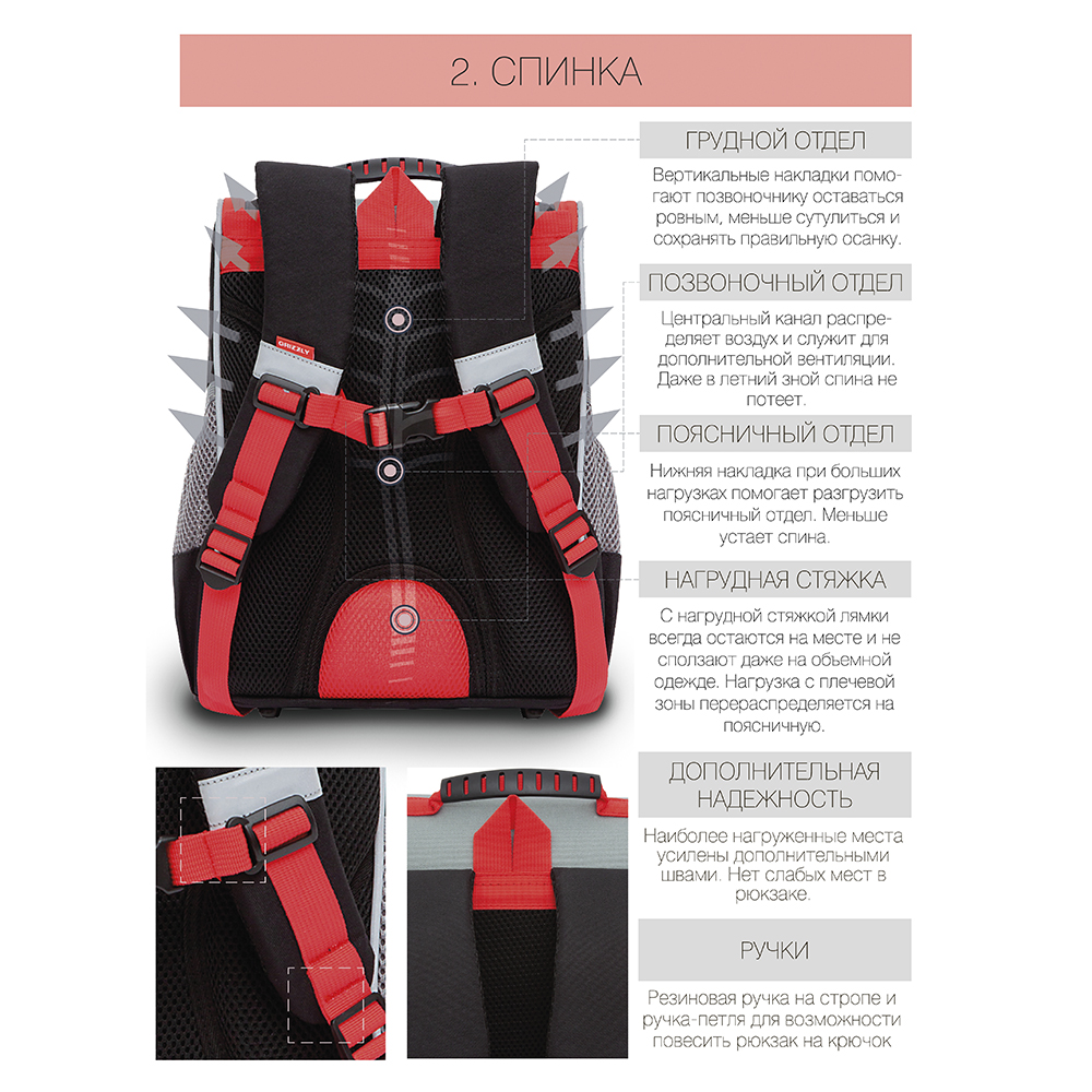 RAm-185-1 Рюкзак школьный с мешком