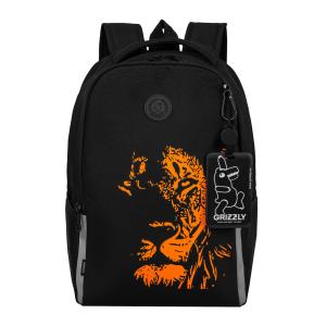 RB-651-3 Рюкзак школьный с картхолдером на держателе (/2 черный - оранжевый)