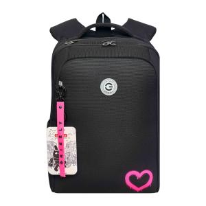 RG-666-2 Рюкзак школьный с картхолдером на держателе (/2 черный - розовый)