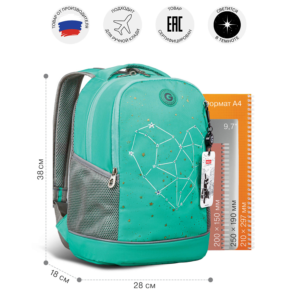 RG-663-6 Рюкзак школьный с картхолдером на держателе