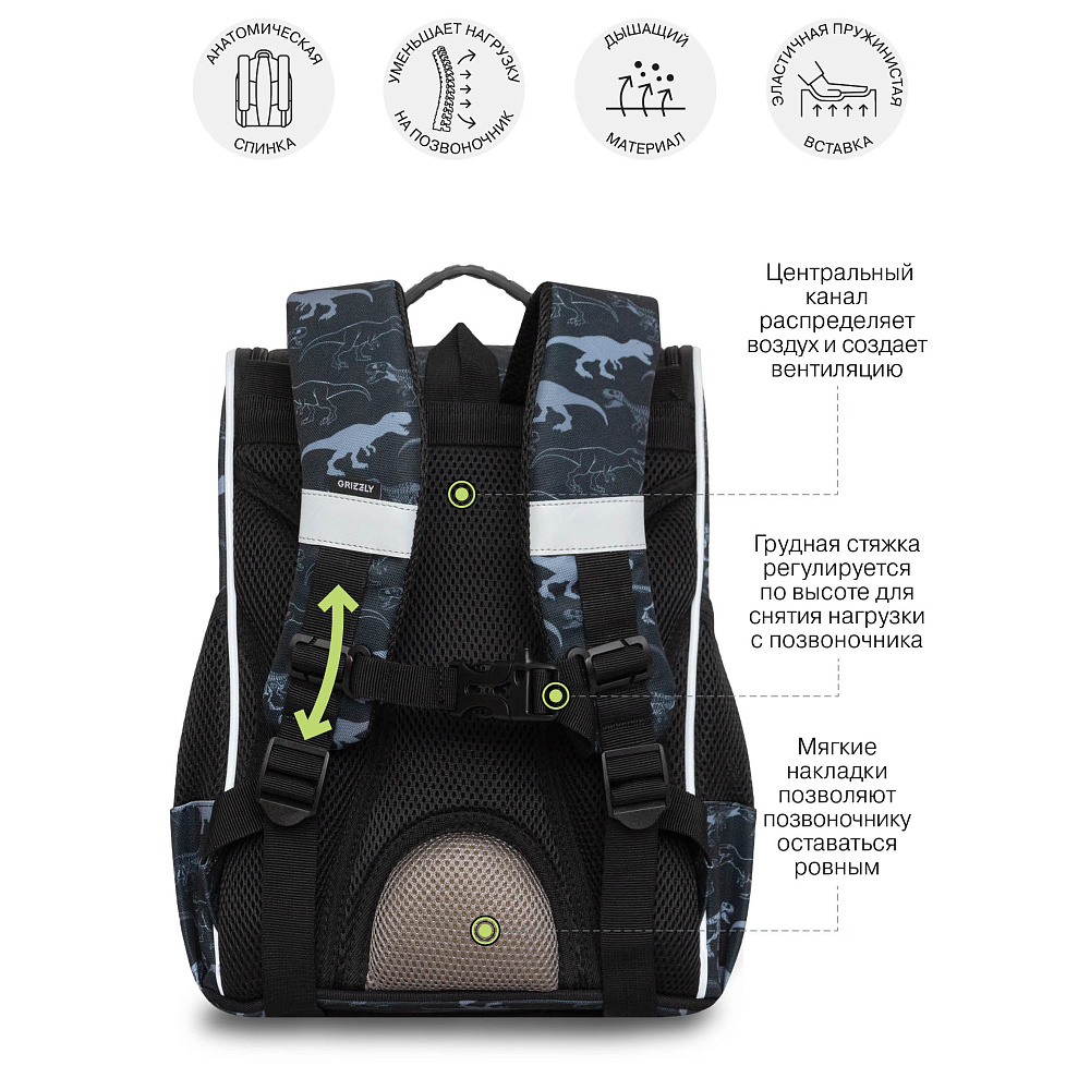 RAm-585-11 Рюкзак школьный с обвесом и мешком для обуви 