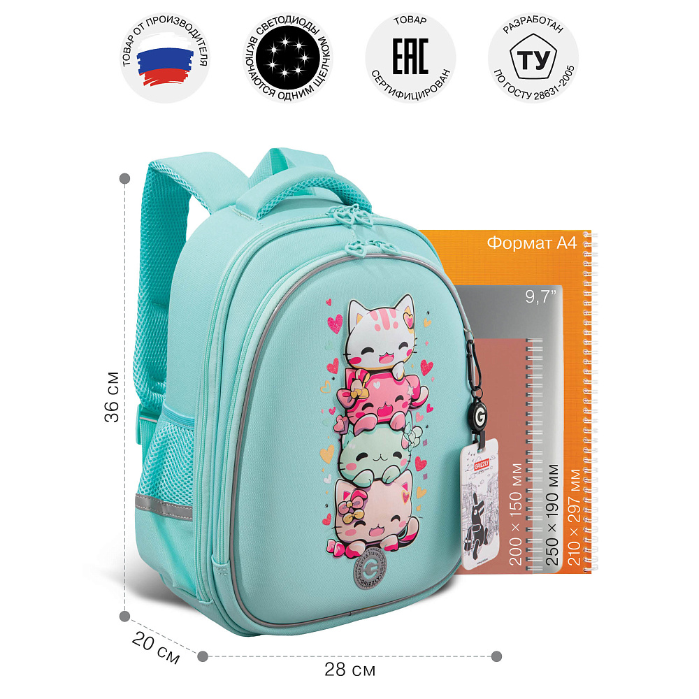 RAz-686-2 Рюкзак школьный с картхолдером на держателе