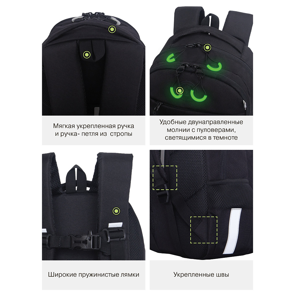 RB-659-3 Рюкзак школьный с чехлом для мелочей 