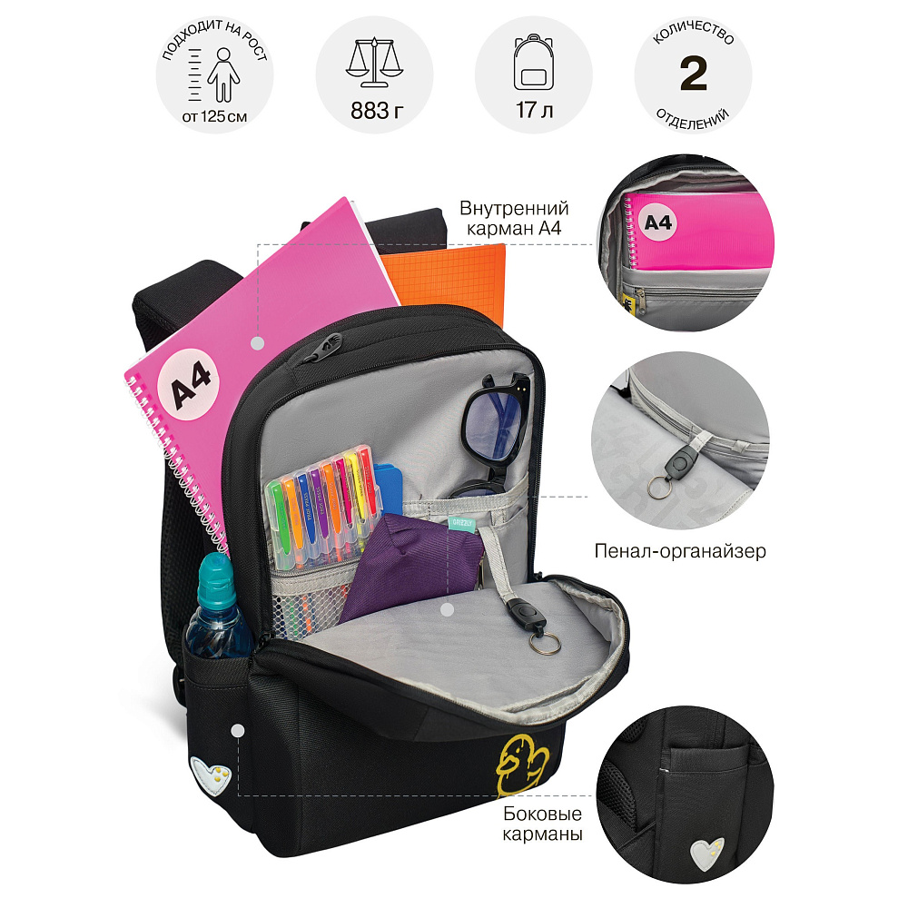 RG-666-2 Рюкзак школьный с картхолдером на держателе