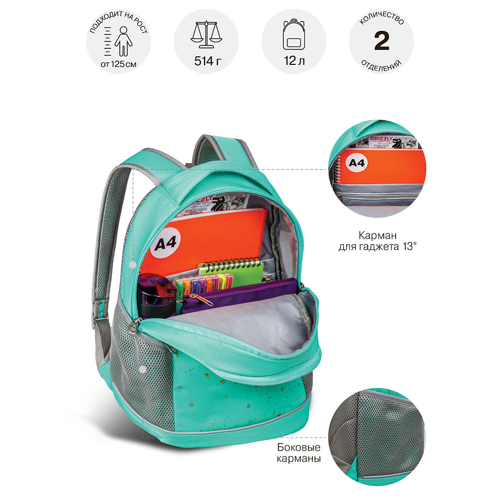 RG-663-6 Рюкзак школьный с картхолдером на держателе