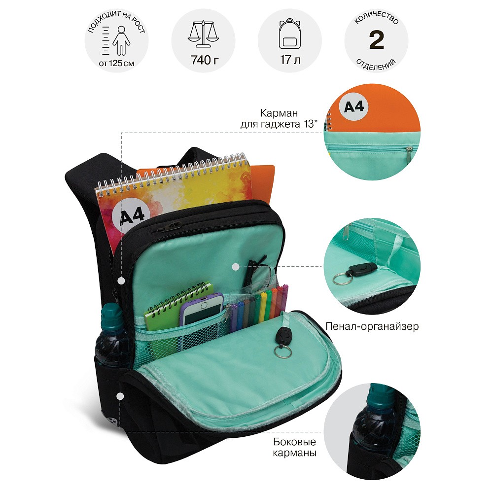 RG-666-1 Рюкзак школьный с обвесом