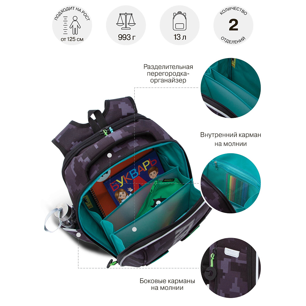 RAf-593-5 Рюкзак школьный с обвесом