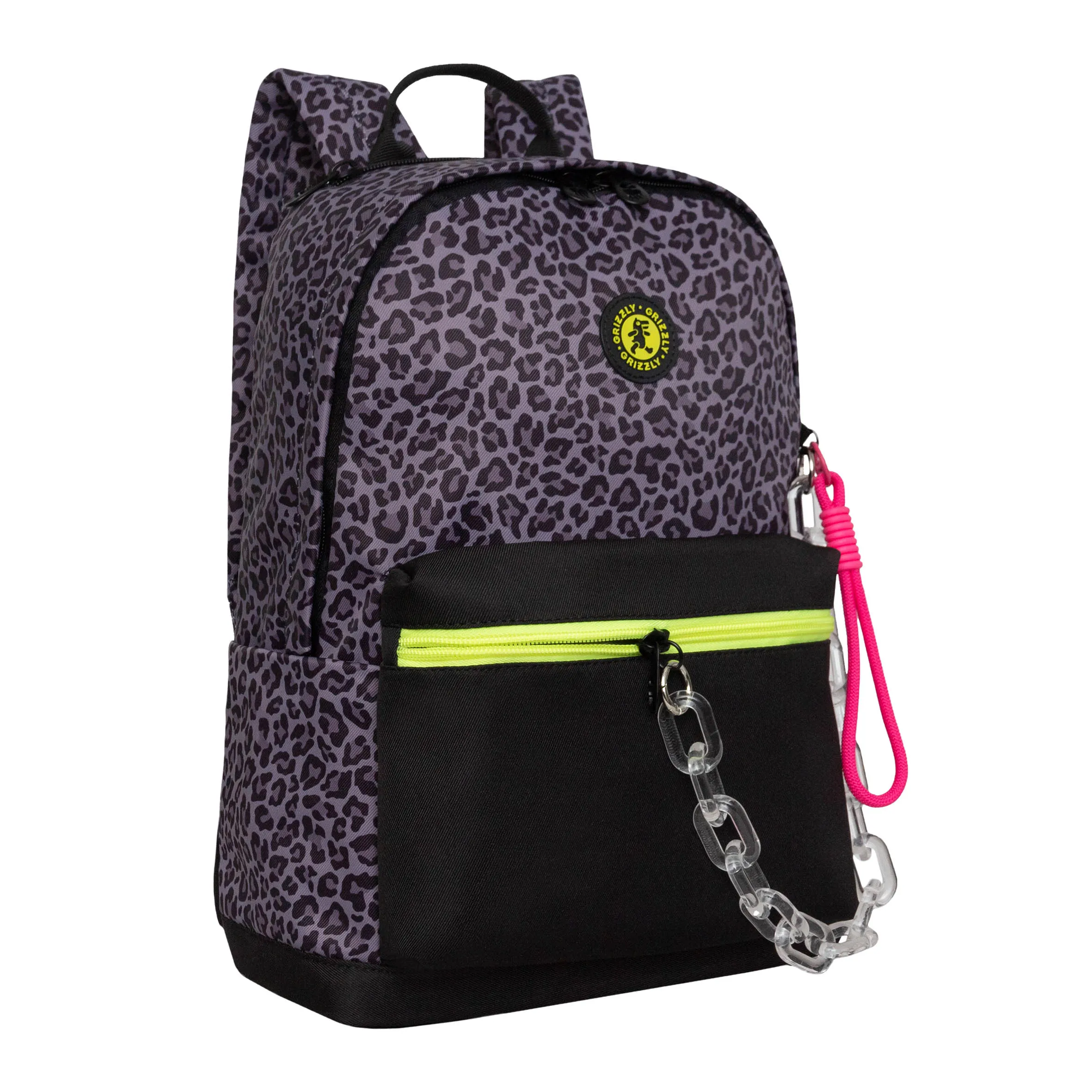 Женский городской рюкзак с анималистичным принтом и обвесом