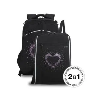 RG-569-1 Рюкзак школьный с мешком (/2 черный - сиреневый)